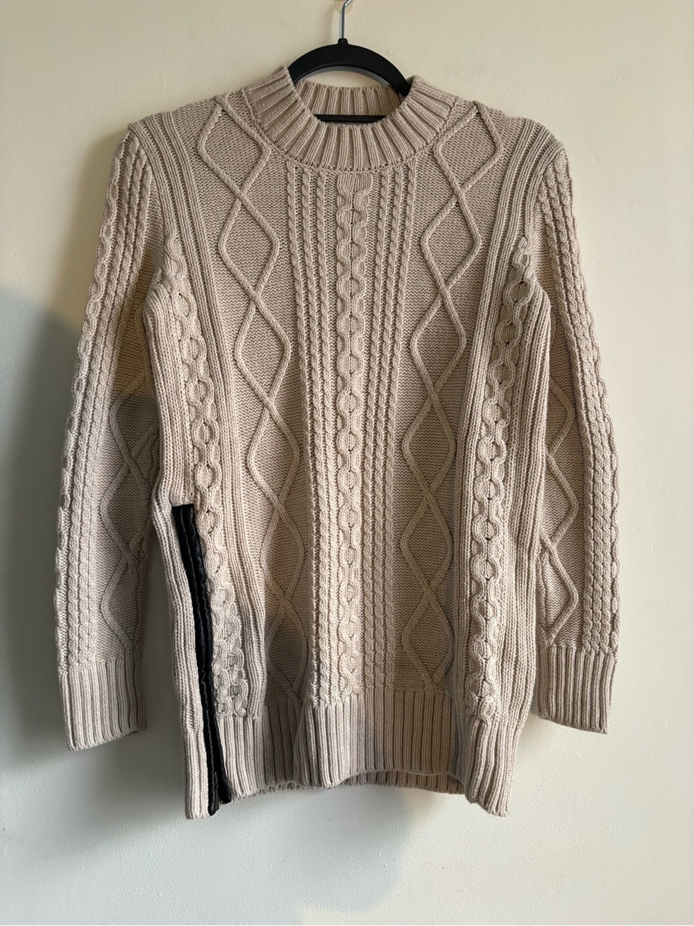 Banana Republic Women's Cable Knit Crewneck Sweater - Cream with Black Accent